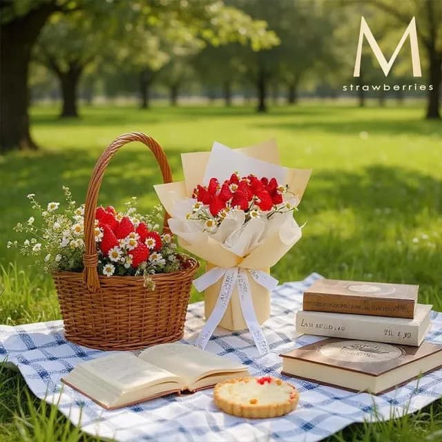 【My Dear草莓花束】法式小雛菊草莓花束(水果花束/情人節/告白/生日禮物/超人氣花束/草莓)