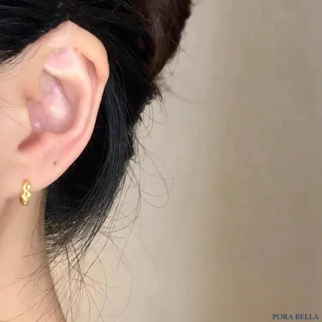 【Porabella】S925純銀錢幣耳扣|美金符號耳圈|招財開運|中性風格|情人節・紀念日・日常佩戴首選