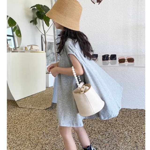 【橘魔法】素面斗篷傘擺上衣(長版上衣 背心洋裝 背心裙 連身裙 連衣裙 女童 兒童 童裝)