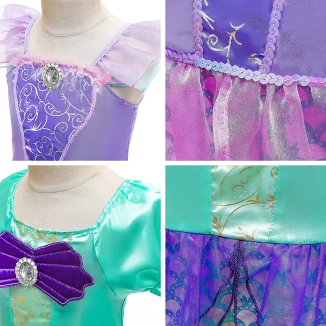 【橘魔法】亮彩質感美人魚網紗連身裙(萬聖節 服裝 角色扮演服裝 洋裝 裝扮 角色扮演 公主 女童 童裝)