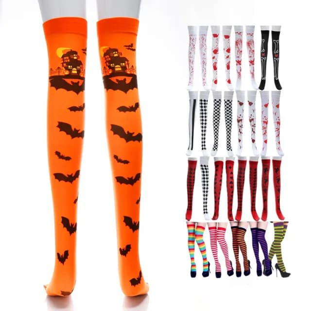 【橘魔法】萬聖節 過膝造型絲襪(襪子 黑絲襪 膝上襪 角色扮演 裝扮 表演 大人 尾牙 大童 兒童 童襪 童裝)