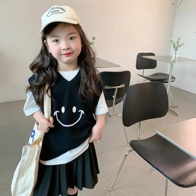 【橘魔法】大微笑V領毛圈棉背心(內搭 背心 女童 男童 兒童 童裝)