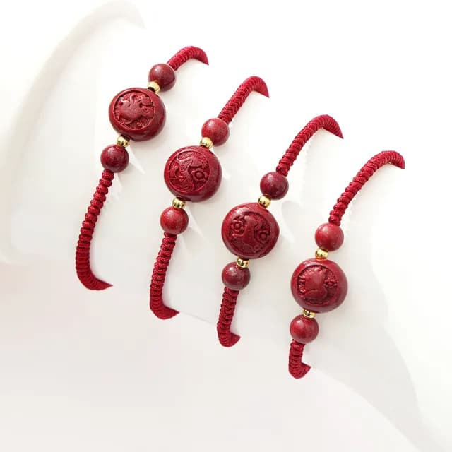 【雨揚】本命生肖平安紫金硃砂紅線手鍊(12款任選)(轉運/除穢)