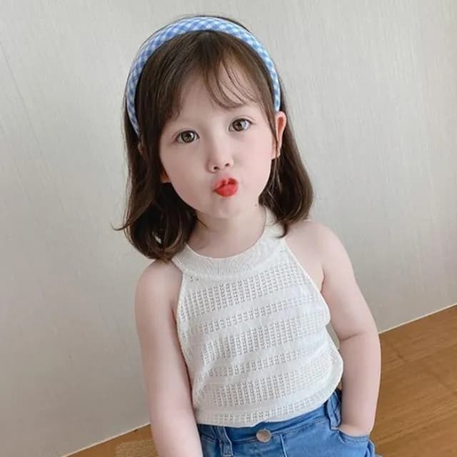 【橘魔法】透氣洞洞削肩背心(針織 上衣 小可愛 女童 童裝 兒童 中童)