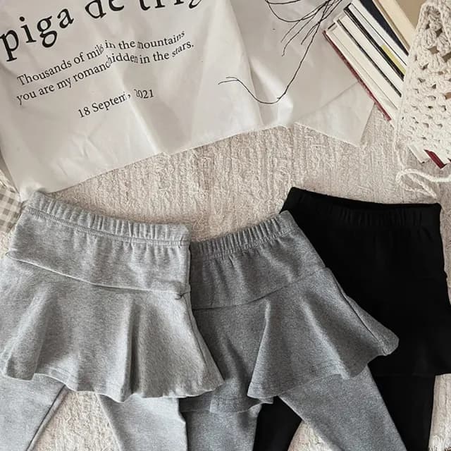 【橘魔法】經典原色薄棉假兩件 內搭褲裙(內搭褲 長褲 裙子 褲子 女童 兒童 童裝 中童)