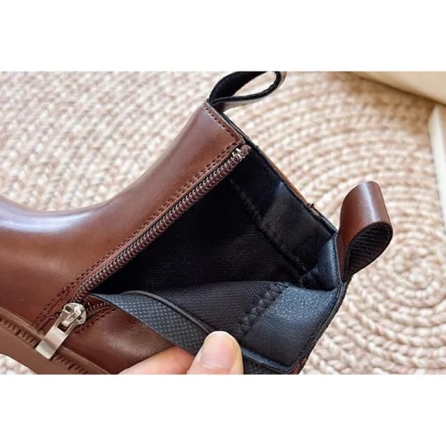 【橘魔法】兒童素面切爾西短靴(皮靴 靴子 童鞋 鞋子 中性款 男童 女童 兒童 童裝)