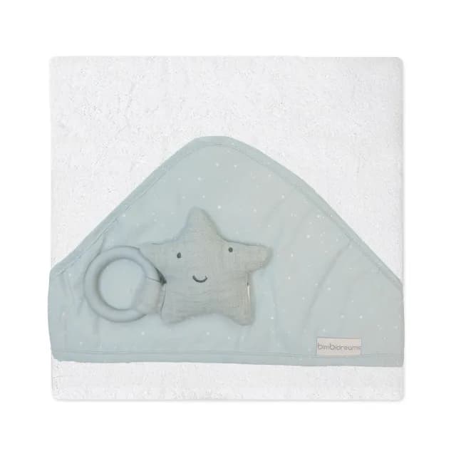 【bimbidreams 奇哥】★網購獨家★竹纖維連帽浴巾+星星固齒器禮盒 75x75cm(寶寶新生兒禮 滿月禮 彌月禮)