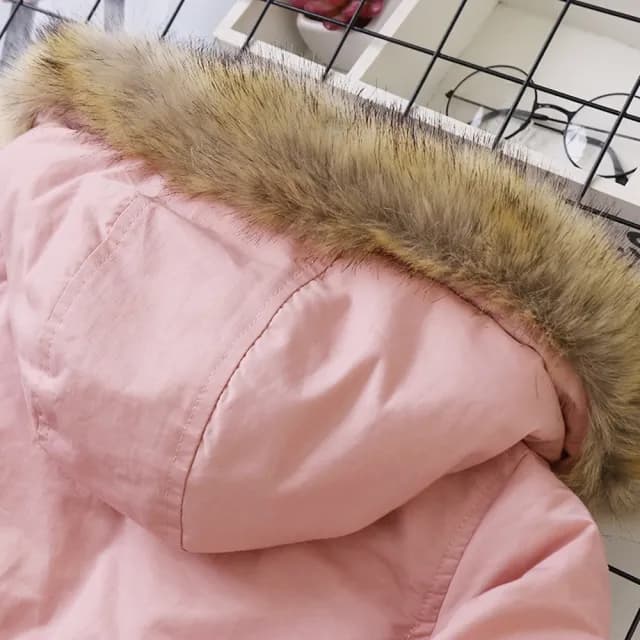 【橘魔法】亮色縮腰毛毛領連帽長袖外套(棉絨 刷毛 風衣 大衣 外套 大童 厚外套 女童 兒童 童裝)