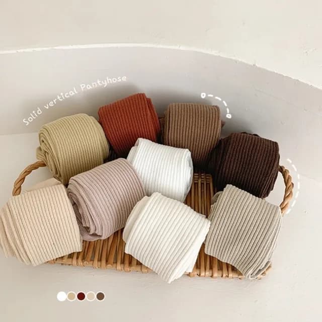 【橘魔法】百搭細條羅紋褲襪(連褲襪 襪子 大童 兒童 褲襪 內搭褲 女童 洋裝搭配 童裝)