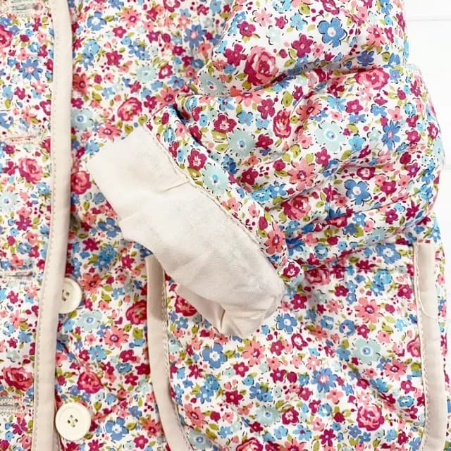 【橘魔法】雙11 小碎花蓬袖鋪棉長袖外套(開衫外套 鋪棉外套 棉衣 厚外套 中童 兒童 童裝 女童)