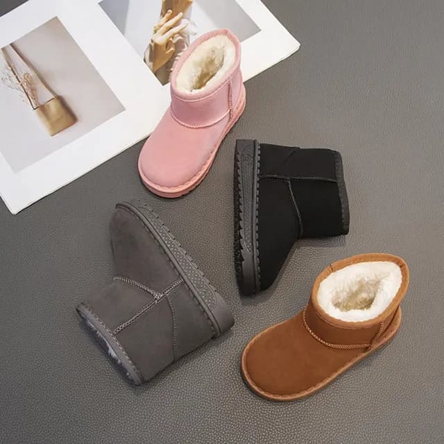 【橘魔法】兒童經典素色雪靴 兒童 雪靴 短靴 童靴 雪地靴(保暖 靴子 童鞋 童裝 兒童 中性款 男童 女童)