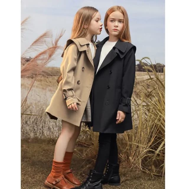 【橘魔法】英倫率性中長風衣長袖外套(風衣外套 風衣 大童 女童 兒童 夾克 防風 童裝)