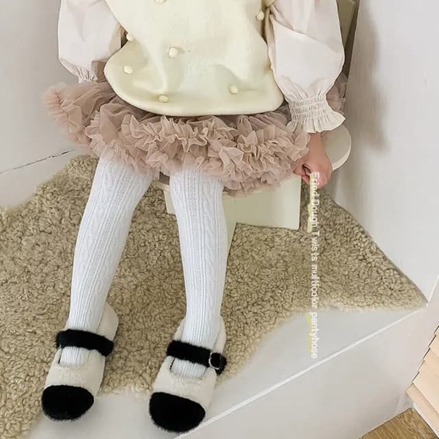 【橘魔法】加絨純柔和色單直條褲襪(連褲襪 大童 褲襪 襪子 內搭褲 厚 刷毛 厚款 女童 兒童 童襪 童裝 保暖)