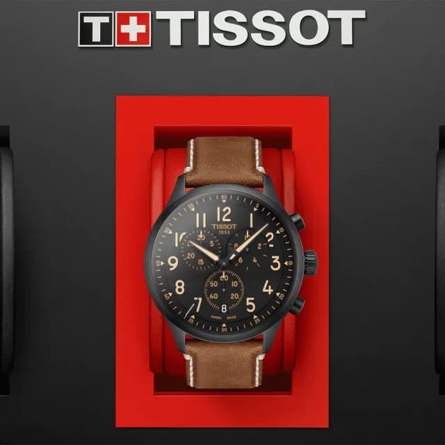 【TISSOT 天梭 官方授權】韻馳系列 Chrono XL三眼計時手錶-黑 禮物 送禮 推薦(T1166173605203)
