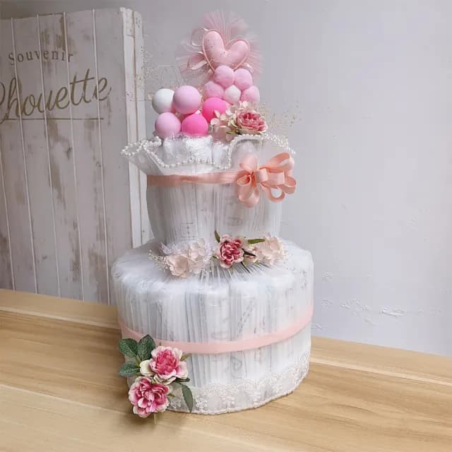 【OSTARA FLORIST 奧斯塔拉花藝】彌月尿布蛋糕花禮 男女款附卡片(花禮、彌月蛋糕、尿布、寶寶、幫寶適)