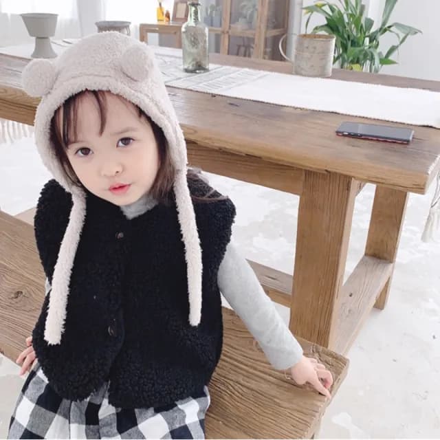 【橘魔法】小童 毛毛鋪棉厚背心 中性款 羊羔毛背心(心 女童 男童 童裝)