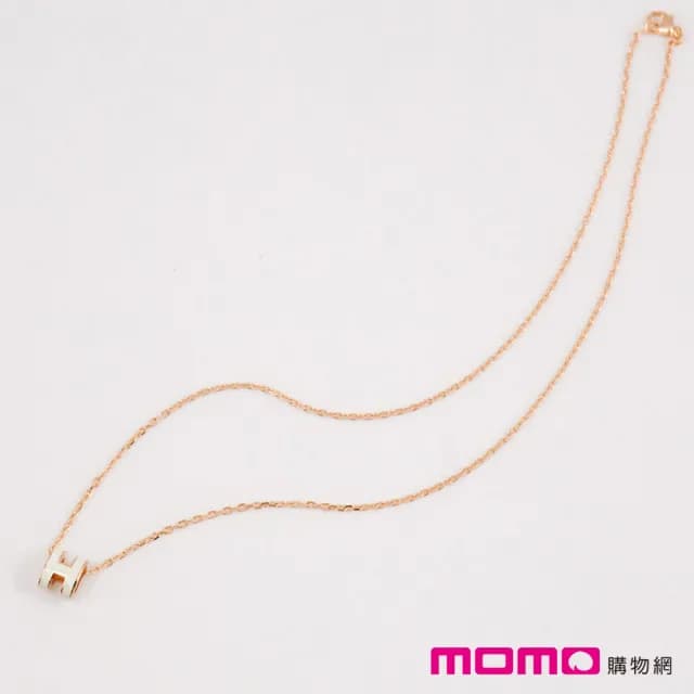【Hermes 愛馬仕】mini POP H 項鍊(白色 Blanc x 玫瑰金)