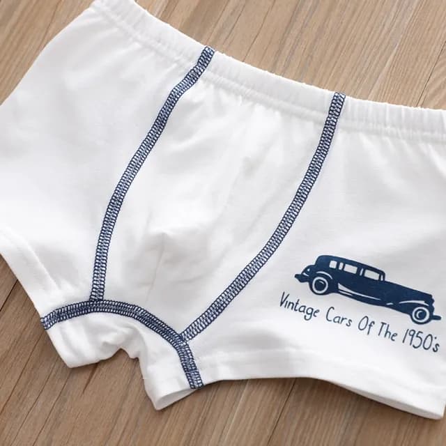 【橘魔法】(4入)大童 恐龍汽車棉質滿印四角內褲(平角內褲 內褲 居家 貼身 童裝 兒童 男童)