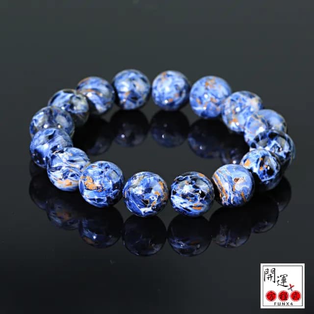 【開運方程式】納比亞高火彩藍彼得石手珠12mm(頂級藍彩水晶手鍊)