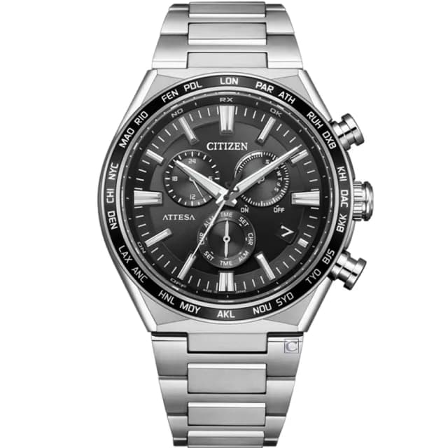 【CITIZEN 星辰】ATTESA 超級鈦 光動能 電波 計時手錶  男錶 禮物 推薦 禮物 推薦(CB5966-69E)
