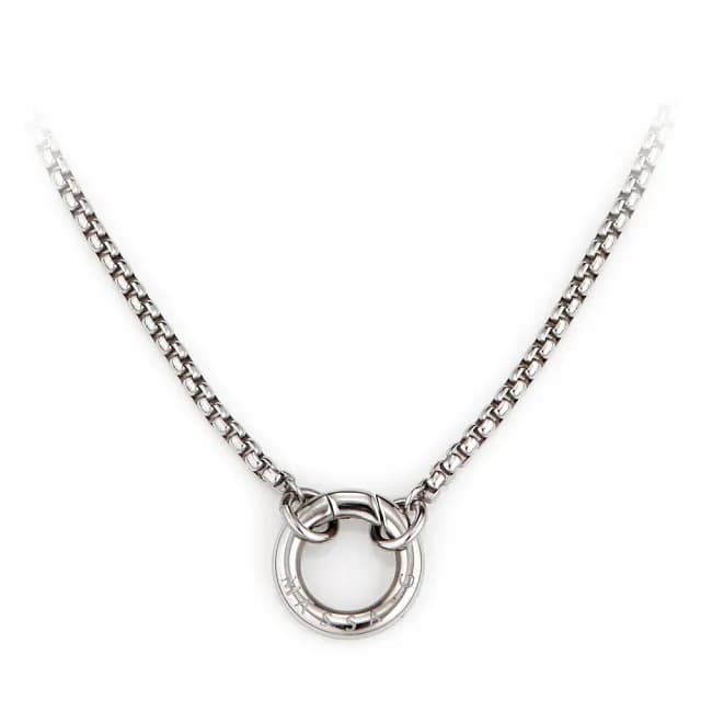 【MASSA-G】能量之環搭配方形3顆金屬鍺錠白鋼項鍊(3MM)