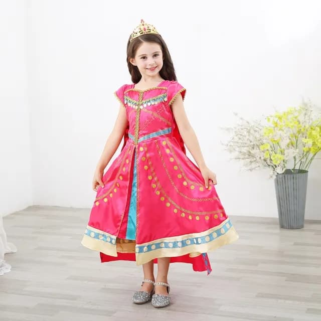 【橘魔法】萬聖節服裝 桃紅印度公主服(不含皇冠)(披風 角色扮演 cosplay 表演 女童 兒童 大童 童裝)