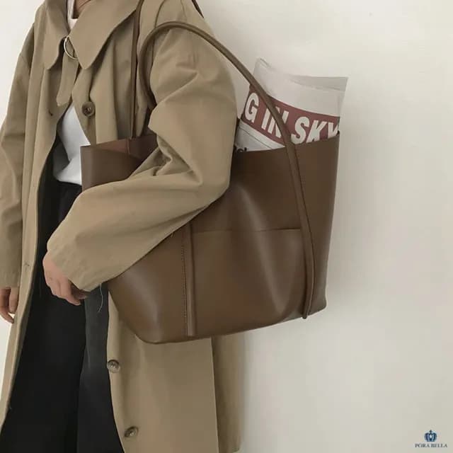 【Porabella】簡約休閒 復古托特包 大容量單肩手提包 ins風 送女友 情人節禮物首選Backpack Bags