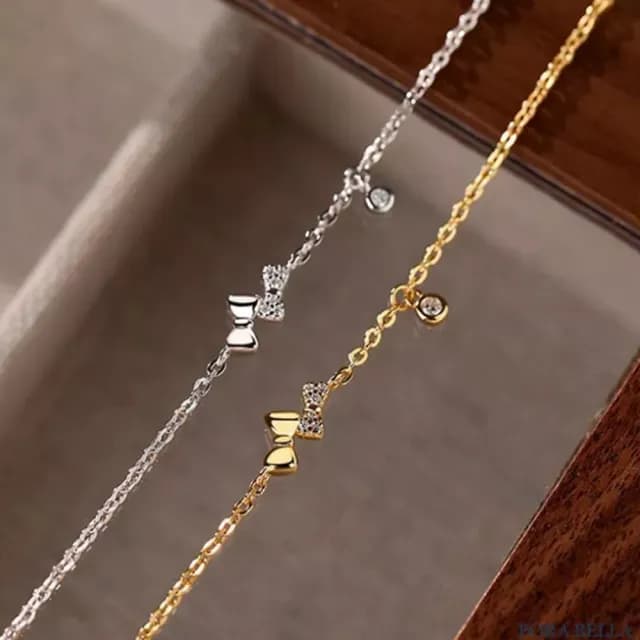 【Porabella】S999純銀手鍊 蝴蝶結手鍊 迷你鋯石蝴蝶結手鍊 小眾精緻 足銀飾品 純銀手鍊 Bracelet