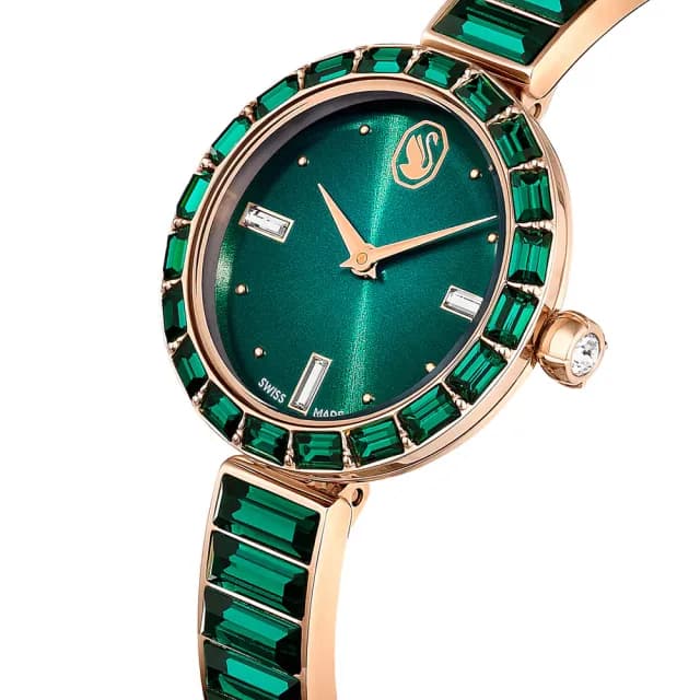 【SWAROVSKI 施華洛世奇】Matrix Bangle系列 水晶腕錶-25mm綠 雙11最低價(5690808)