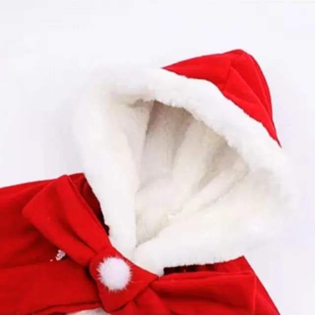 【橘魔法】蕾絲花邊小紅帽棉絨斗篷(披風 披肩 連帽斗篷 加厚 大紅 新年 過年 聖誕節 耶誕 女童 童裝 兒童)