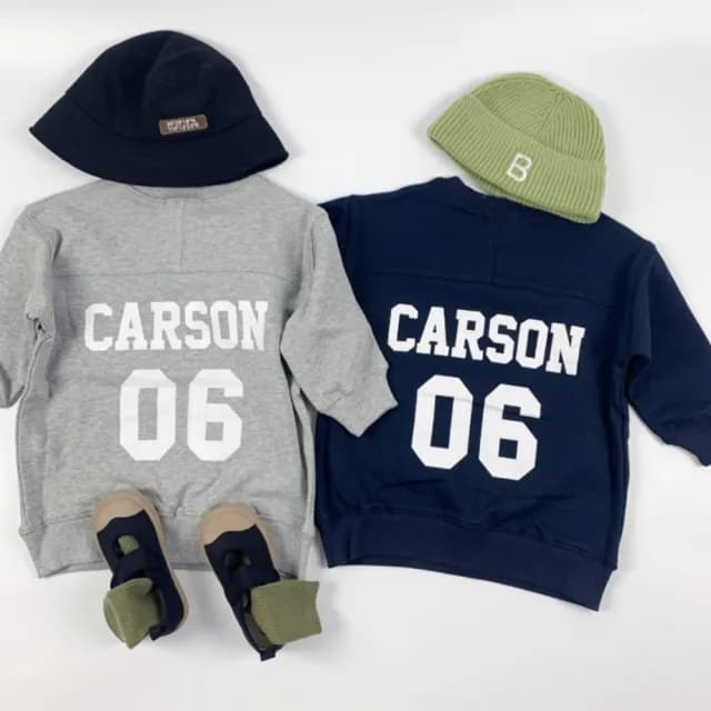 【橘魔法】背後字母數字印花長版上衣(小孩賣場)(長版衛衣 長袖上衣 大童 女童 親子裝 兒童 童裝)