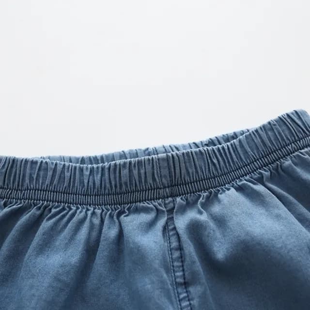 【橘魔法】輕薄水洗刺繡牛仔褲(縮口長褲 防蚊褲 大童 長褲 沙灘褲 空調褲 男童 女童 兒童 童裝)