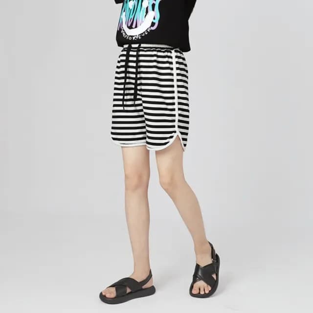 【橘魔法】大童 條紋滾邊短褲(褲子 五分褲 棉褲 中褲 中性款 男童 女童 中童 童裝)