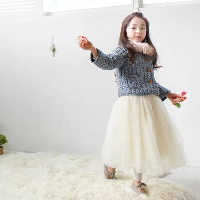 【橘魔法】森林系中長澎澎紗裙(裙子 半身裙 澎澎裙 中長紗裙 表演 禮服 大童 女童 兒童 童裝)