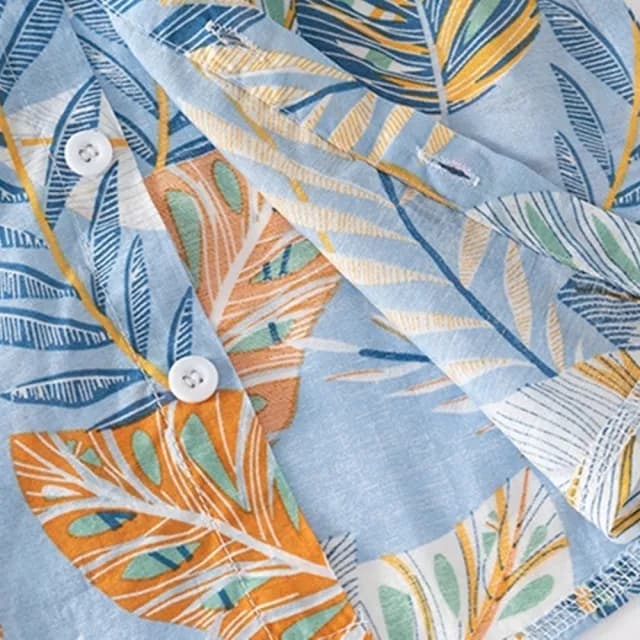 【橘魔法】度假風短袖花襯衫(短袖襯衫 短袖上衣 薄襯衫 涼感 男童 童裝 中童 兒童)