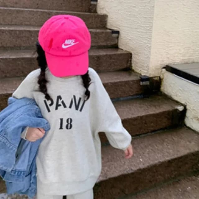 【橘魔法】花色字母棉絨長袖套裝(褲子 長褲 厚長褲 衛衣 兒童 女童 童裝)