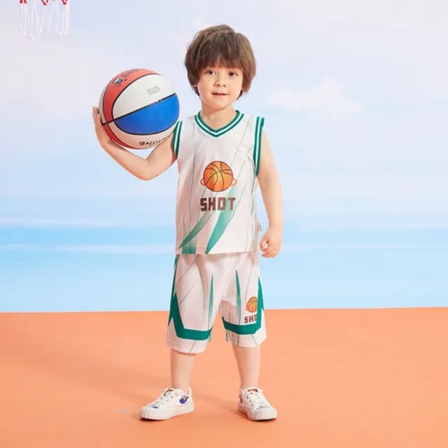 【橘魔法】透氣洞洞流線籃球套裝(無袖背心 短褲 褲子 運動服 透氣 童裝 男童 兒童)