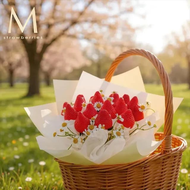 【My Dear草莓花束】法式小雛菊草莓花束(水果花束/情人節/告白/生日禮物/超人氣花束/草莓)