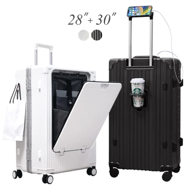 【Arlink】28吋+30吋 行李箱前開式 鋁框行李箱(旅行箱/行李箱組/杯架行李箱/行李箱保護套箱)