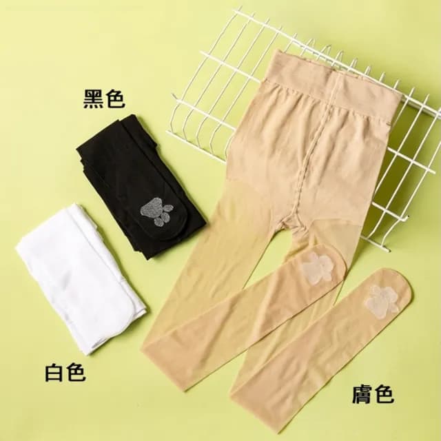 【橘魔法】貓掌腳底彈力薄絲襪(褲襪 白絲襪 白褲襪 黑褲襪 童裝 大童 女童 兒童 童裝)