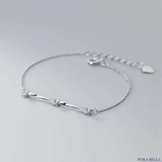 【Porabella】S925純銀莫比烏斯手鍊|簡約扭紋設計|鑲鑽一字細節氣質款|送禮首選|送女友