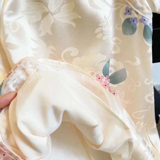 【橘魔法】光澤綢緞繡球花旗袍洋裝(連身洋裝 連衣裙 連身裙 女童 兒童 童裝)