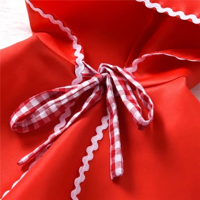 【橘魔法】小紅帽斗篷圍裙洋裝(披肩 外套 女童 大紅 角色扮演 攝影 表演 戲劇 童裝)