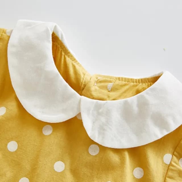 【橘魔法】小圓翻領點點短袖包屁衣(爬服 連身衣 童裝 小童 女童 兒童)