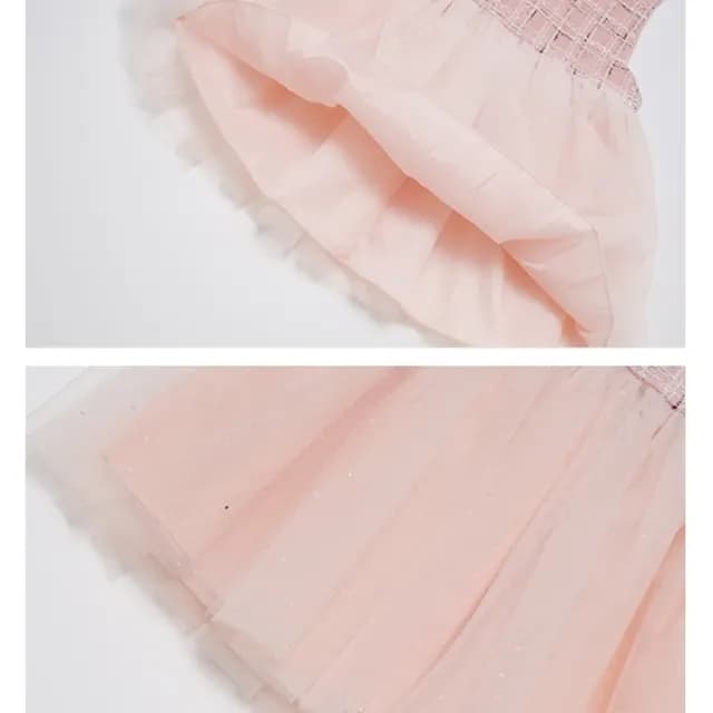 【橘魔法】翻領小香風交錯編織毛呢洋裝 附襯裙(套裝 長袖外套 紗裙 連身裙 背心裙 女童 童裝 兒童)