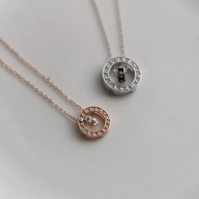 【Porabella】925純銀情侶項鍊 十字轉運珠項鍊 幾何字母吊墜 中性小眾ins風 情人節禮物Necklace