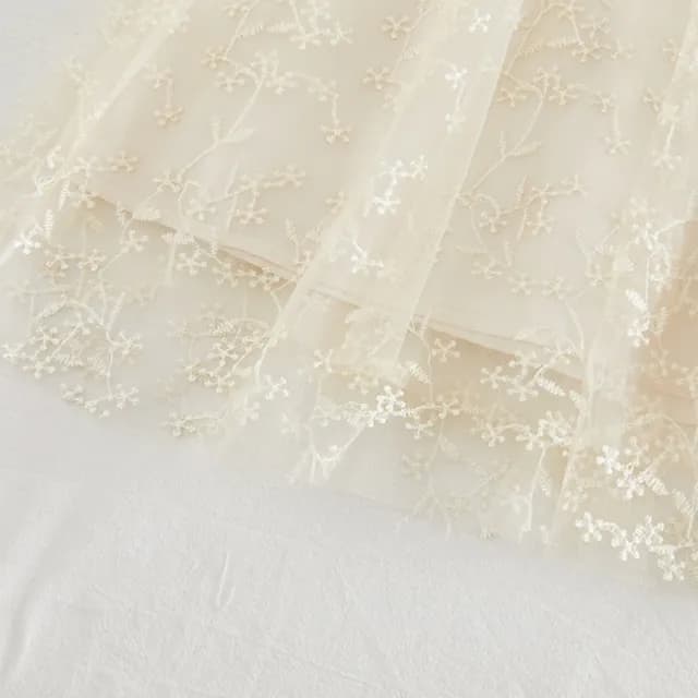 【橘魔法】甜美刺繡紗質旗袍洋裝(短袖洋裝 連身洋裝 連衣裙 連身裙 紗裙洋裝 女童 兒童 童裝)