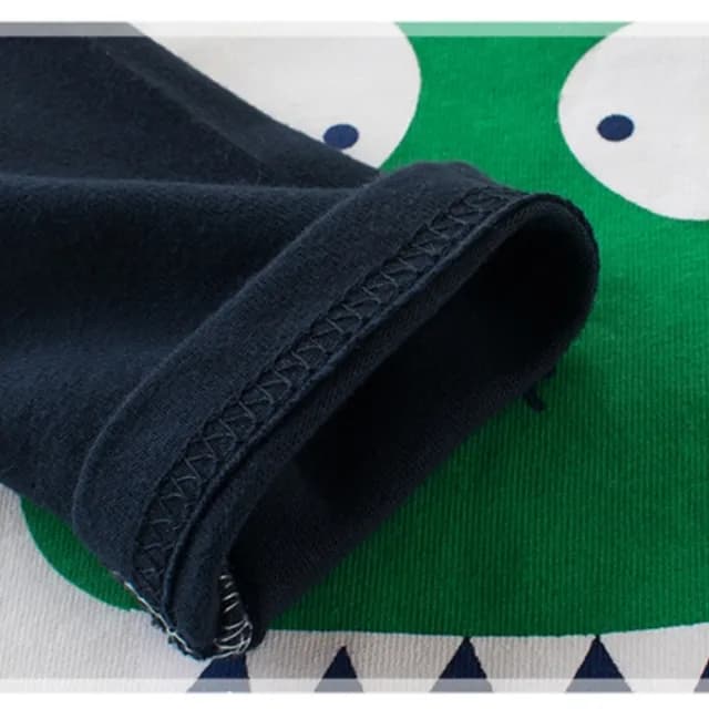 【橘魔法】假兩件拼接大眼恐龍長袖上衣(長袖上衣 童裝 男童 兒童)