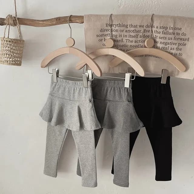 【橘魔法】經典原色薄棉假兩件 內搭褲裙(內搭褲 長褲 裙子 褲子 女童 兒童 童裝 中童)