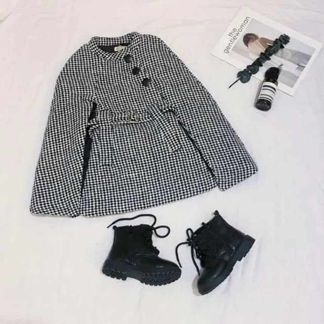 【橘魔法】名媛時尚小格子斗篷披肩(斗篷 披風 外套 兒童 童裝 女童)